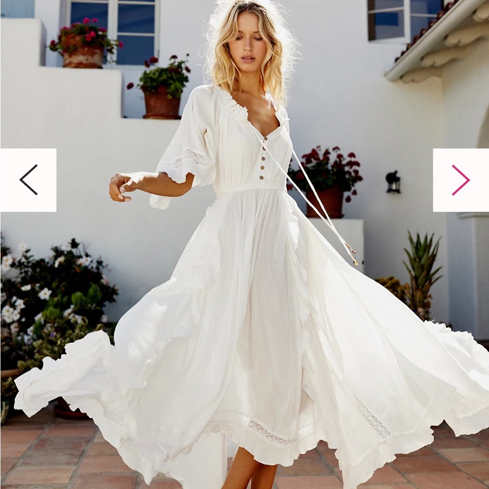 Free People Beach Bliss Maxi Dress in white. NWT.